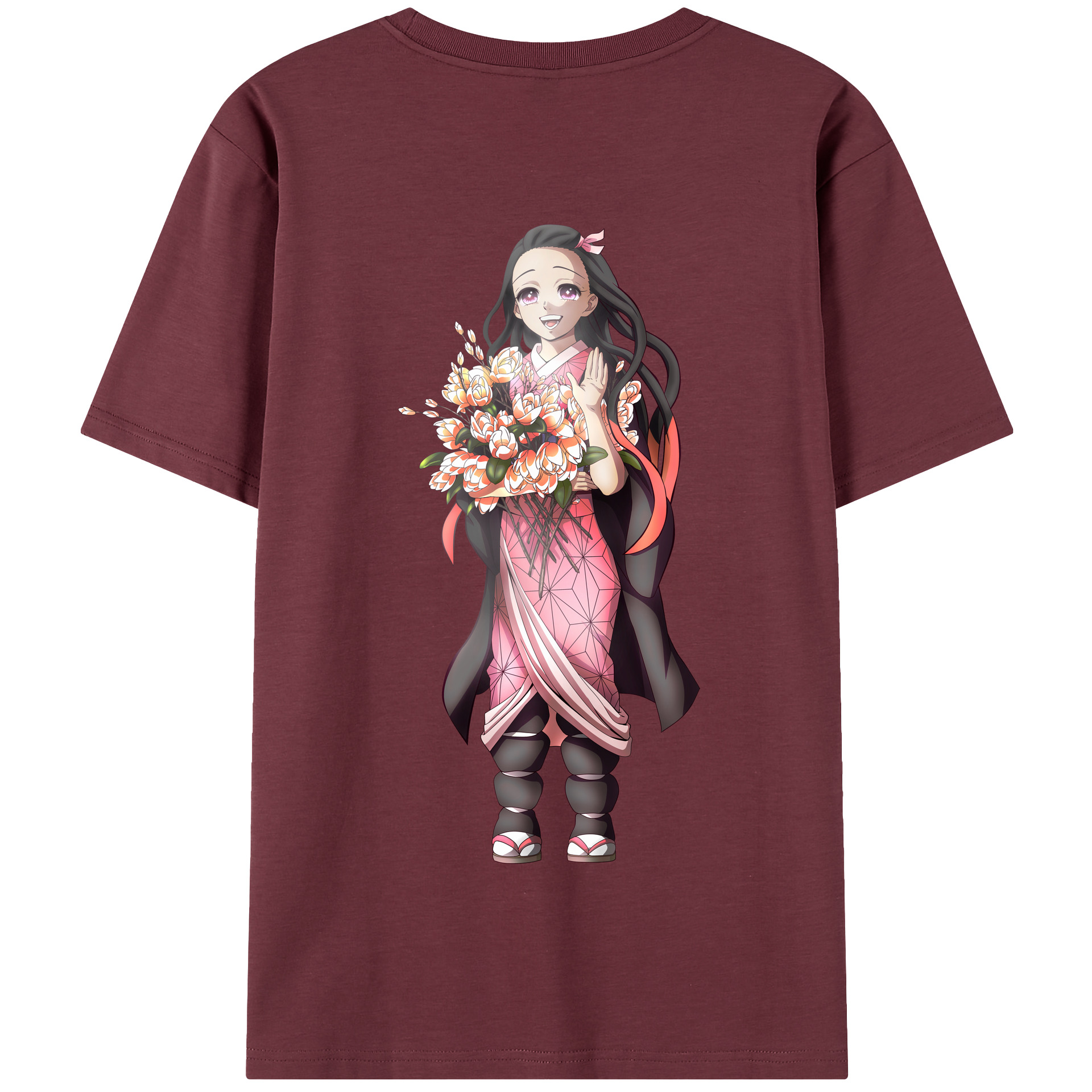 （画像用） 鬼滅の刃（きめつのやいば）竈門 禰󠄀豆子／かまど ねずこ Kamado Nezuko 綿100％半袖Tシャツ（背面プリント）